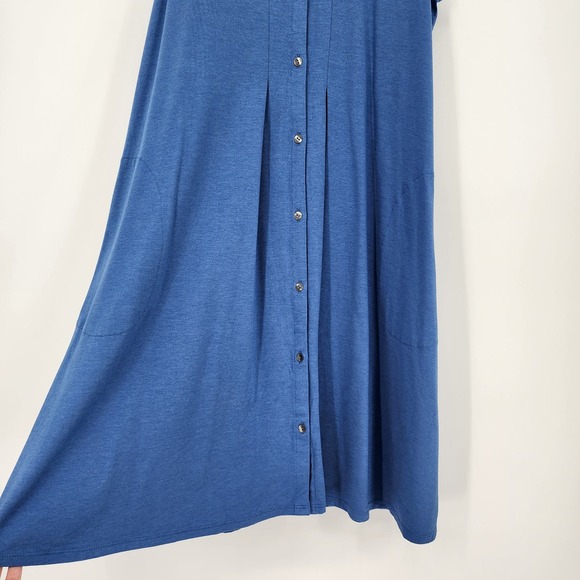 J Jill Swing Shirt Dress XS Button Down Sleeveless A Line Pima Cotton Modal Blue - Picture 7 of 12